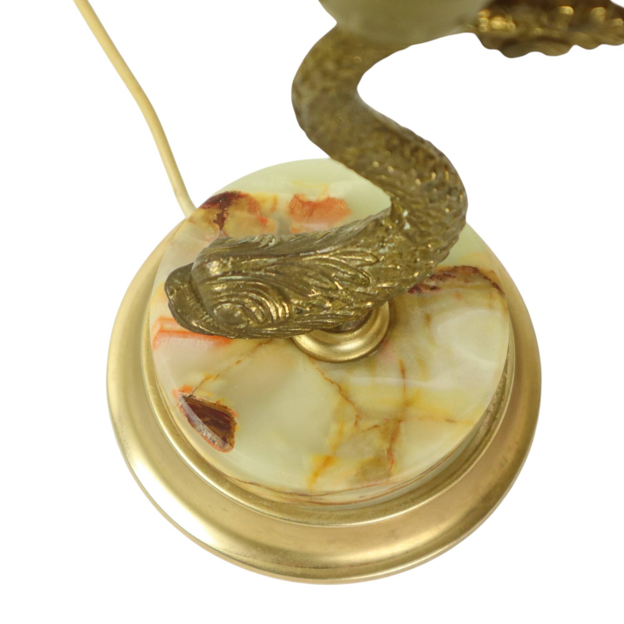 Classic Table Lamp Fish Dolphin Brass Onyx Marble