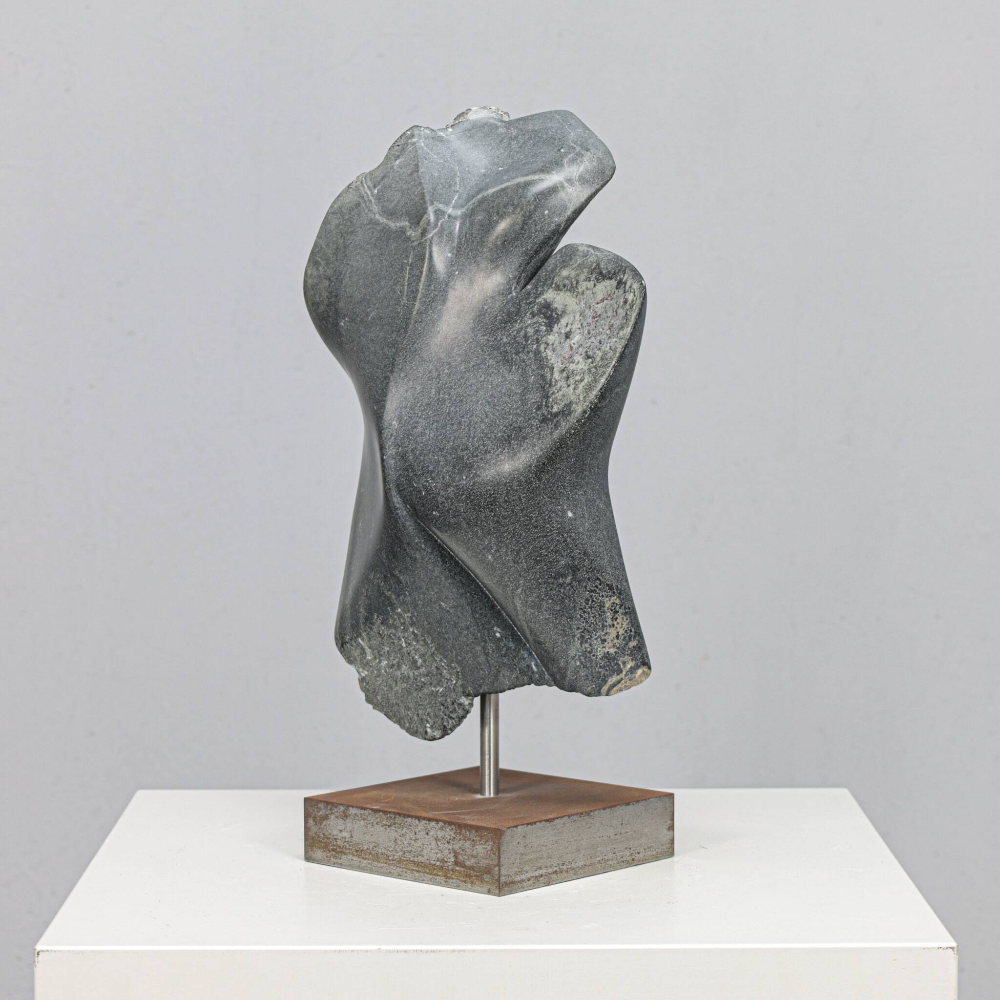 Abstract dolomite stone sculpture by Ineke van Zuuren, Netherlands, 1980s