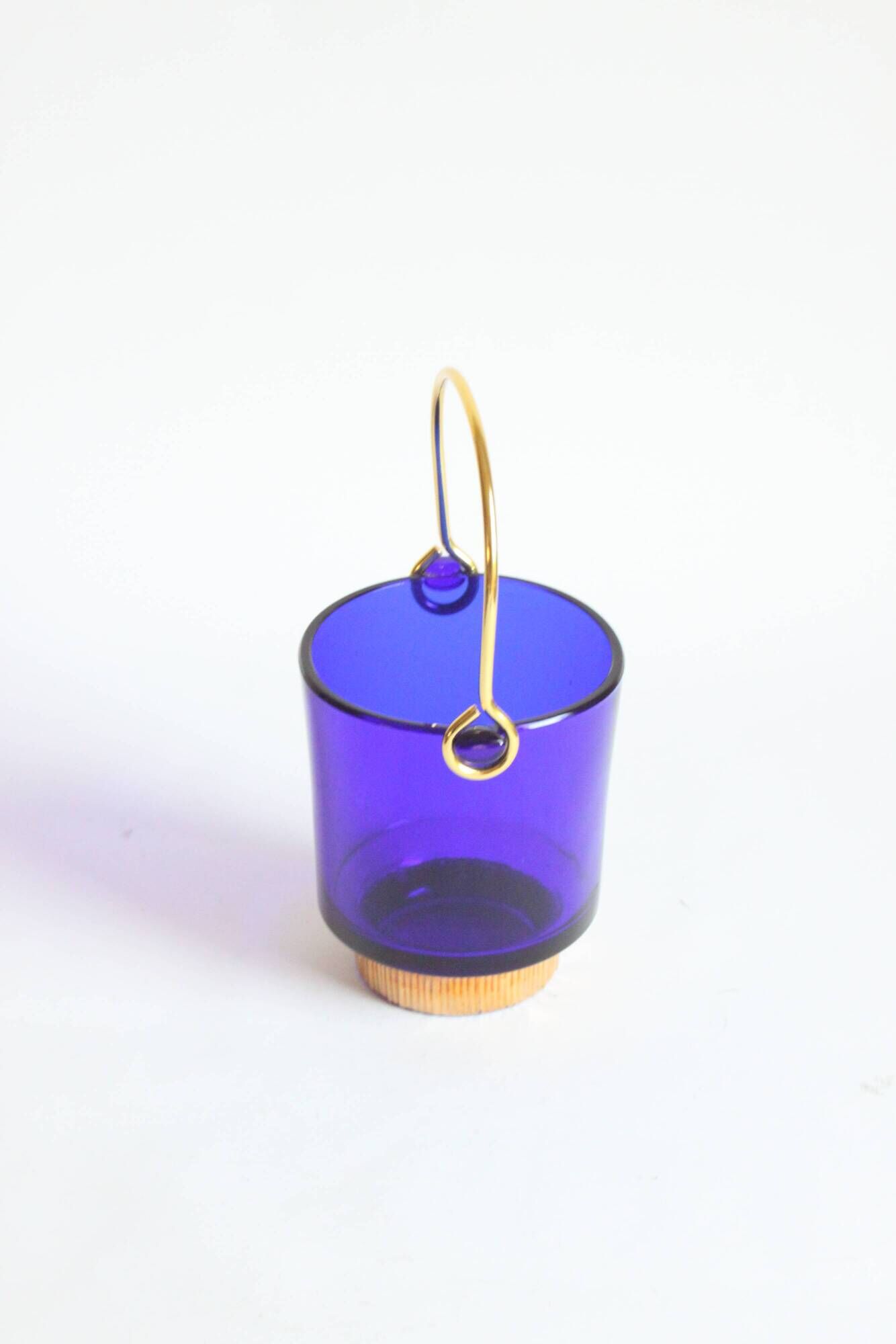 Cobalt blue glass ice bucket, 1960s