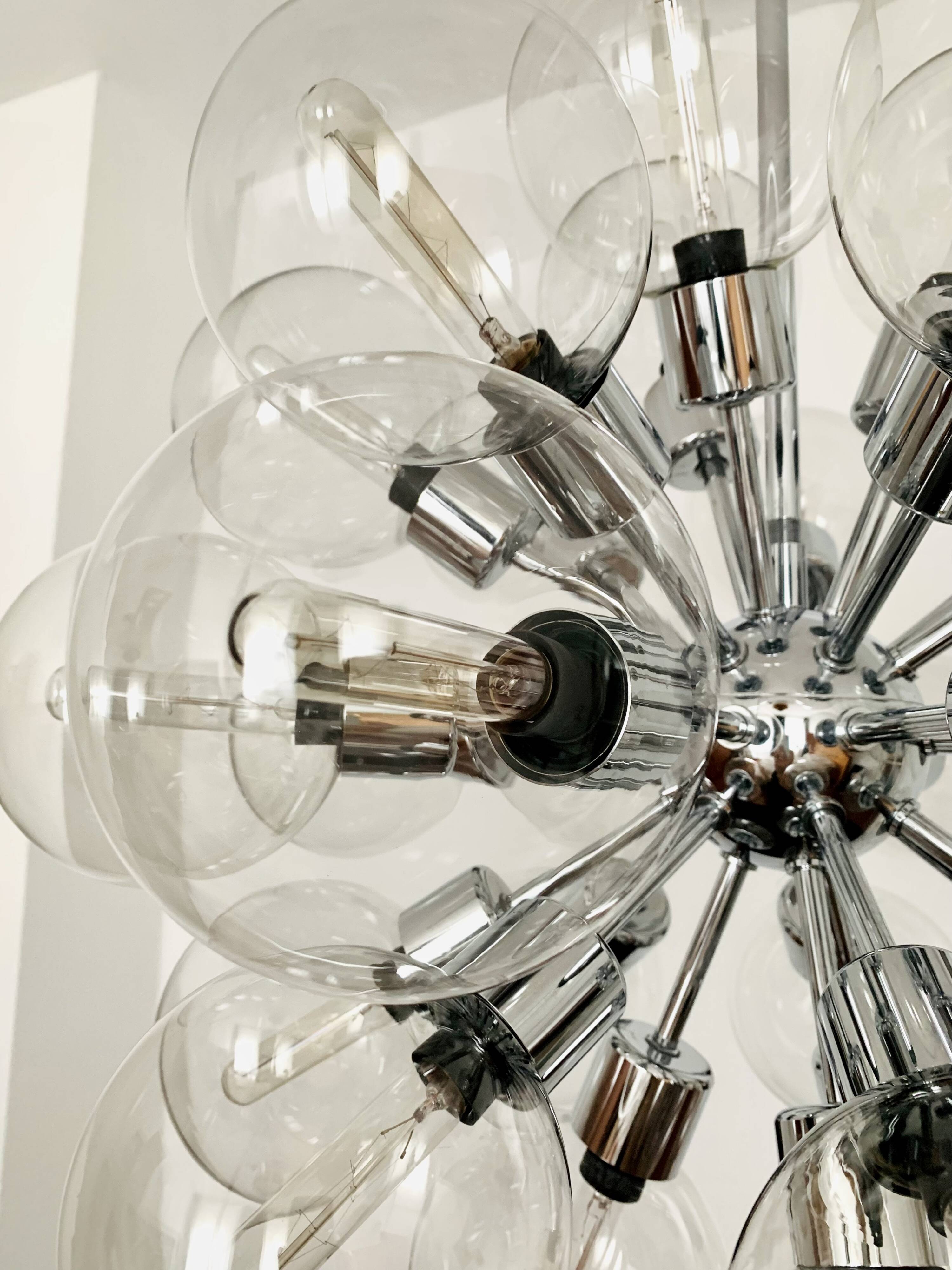 Chromed 1970s Sputnik Chandelier by Motoko Ishii for Staff