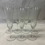 Set of 7 old champagne flutes