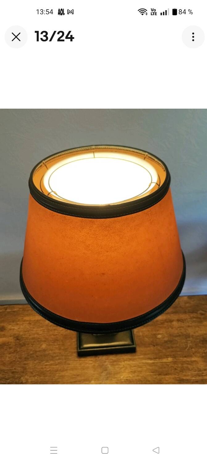 Lampe Art Déco Attribuée à Paul Dupré Lafon / Cuir Se killier et Parch