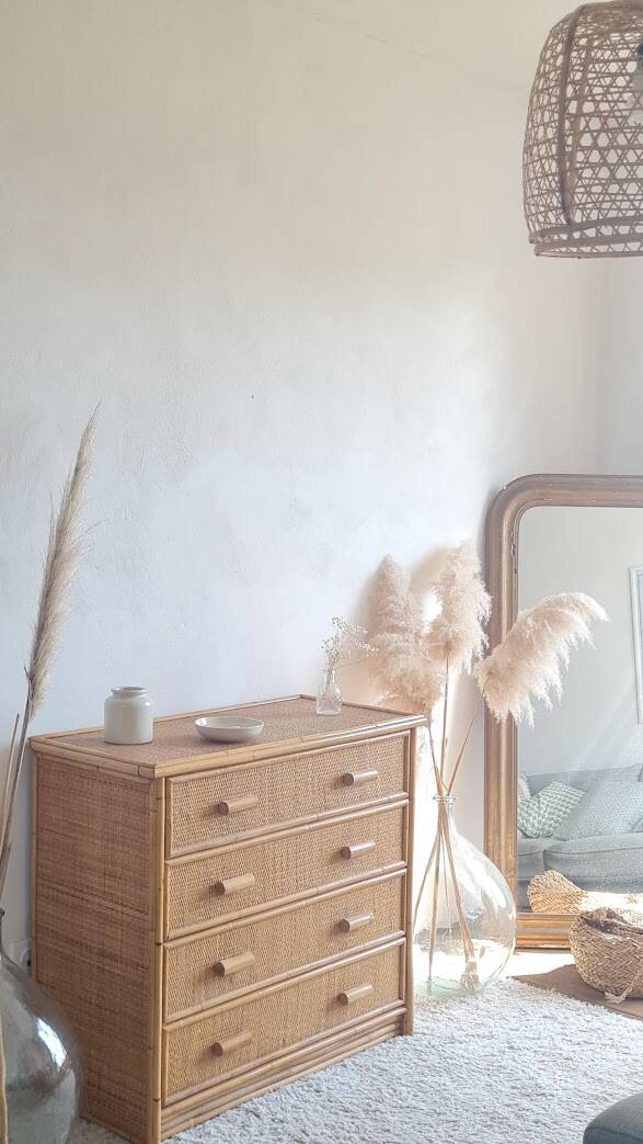 Commode en rotin années 70 vintage