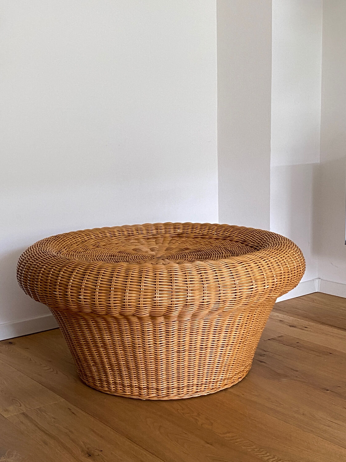 Table basse vintage en rotin & bambou