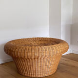 Table basse vintage en rotin & bambou