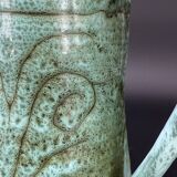 Turquoise green glazed stoneware pitcher – signed, France, 1970