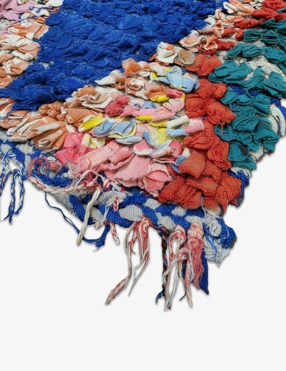 Colorful Boucherouite Rag Rug - 259 x 106 cm