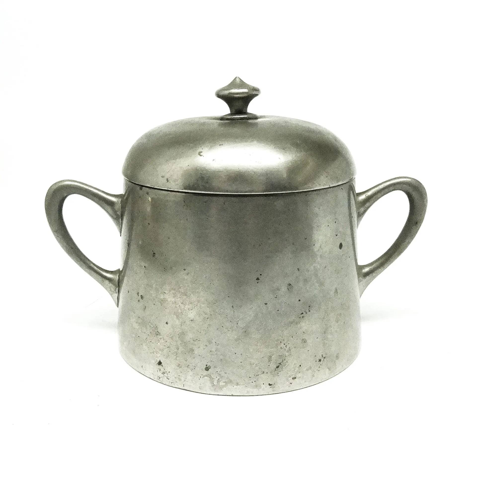 Art Deco sugar bowl, silver-plated brass, Poland, 1920s