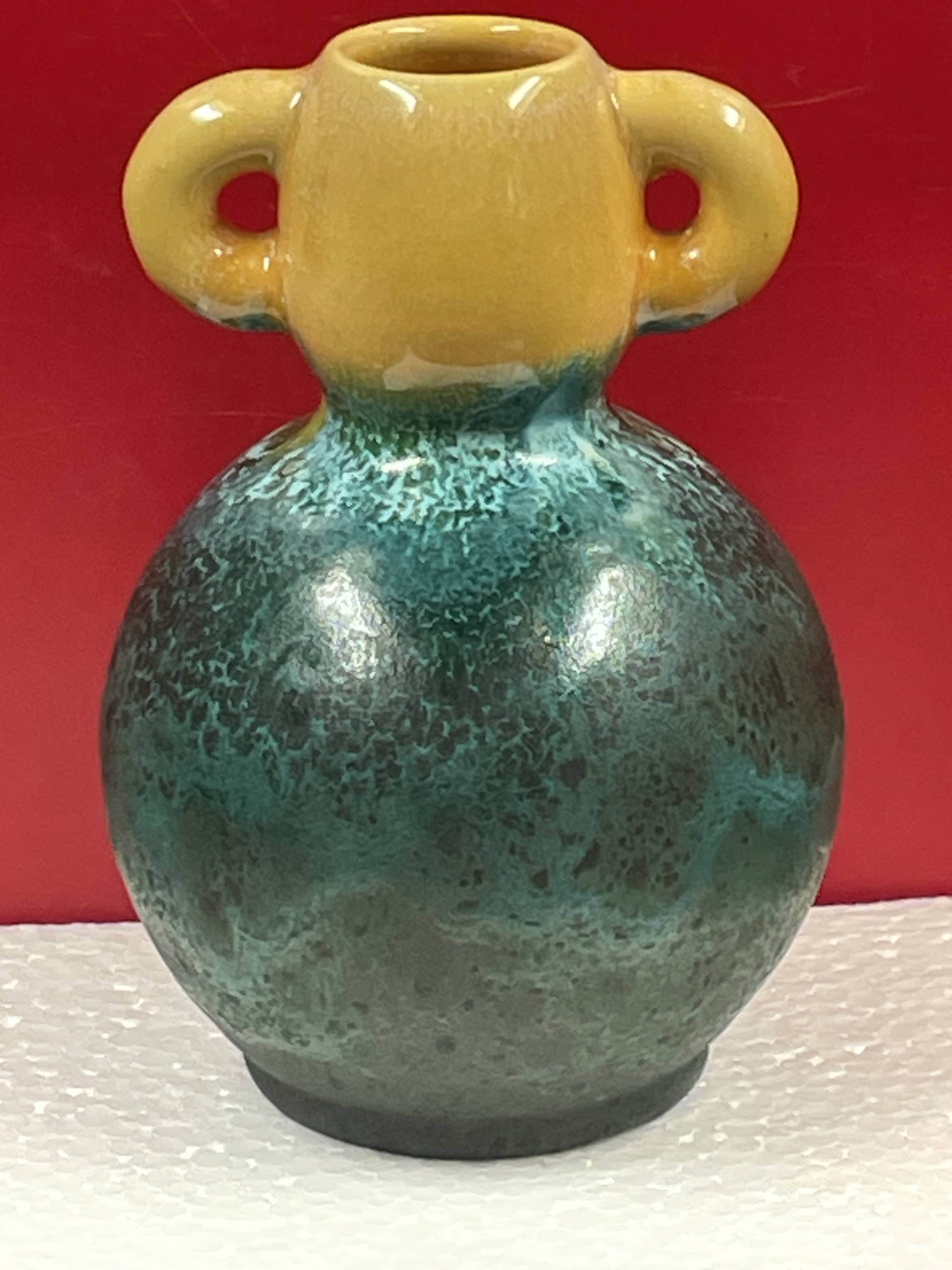 Accolay ear vase Ceramic Turquoise Blue & yellow 17 cm