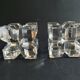 Two old vintage crystal cubes made in France