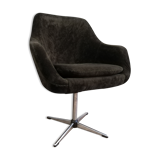 Fauteuil années 60/70 pivotant en velours marron