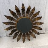 Aged metal sun mirror country decoration