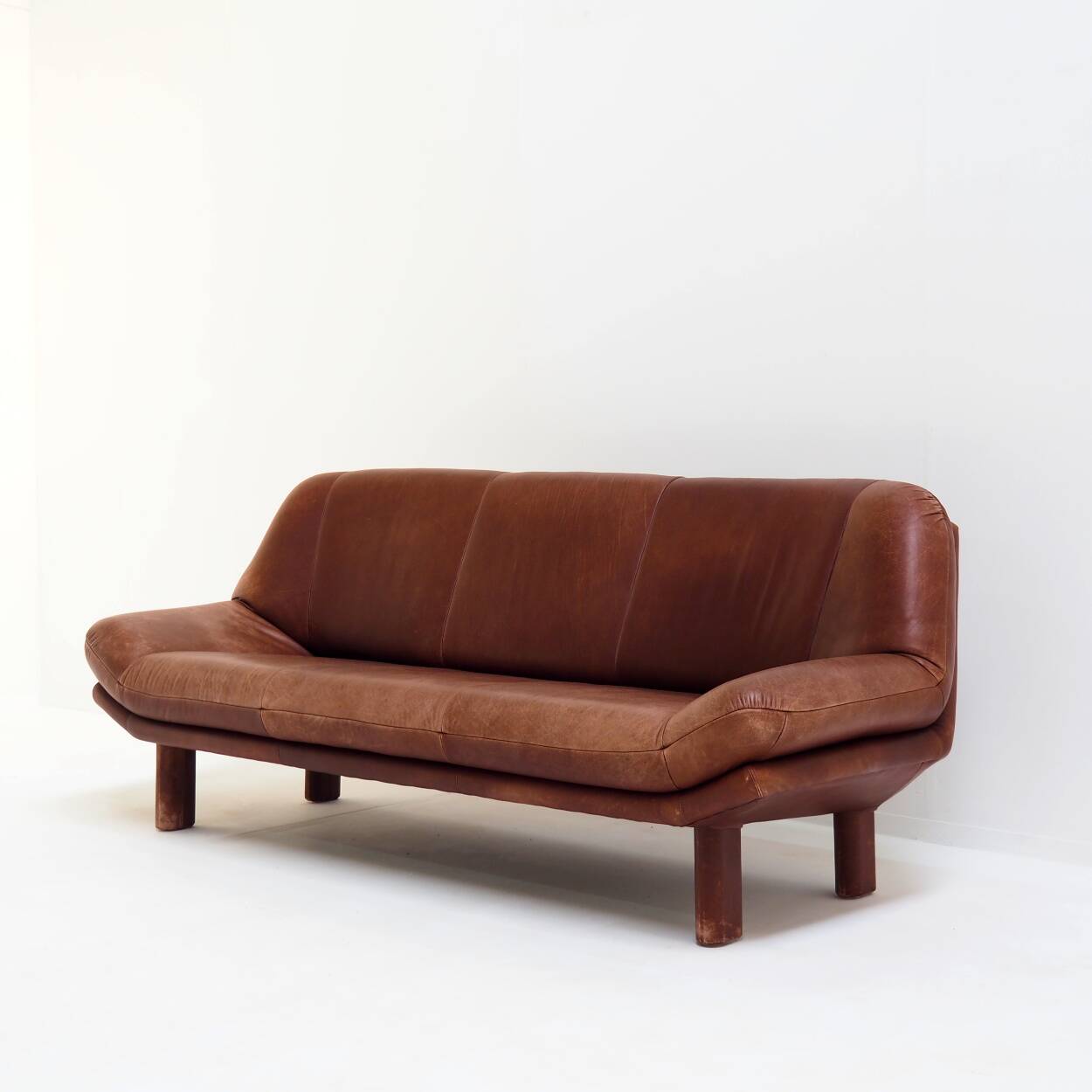 3-Seater Sofa with Great Patina in Brown Leather Upholstery