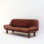 3-Seater Sofa with Great Patina in Brown Leather Upholstery