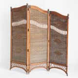 Vintage cane or rattan and wicker room divider. France, 1980s-90s