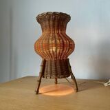 Wicker and bamboo lamp