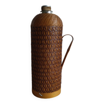 Carafe thermos rotin bambou années 70 vintage