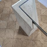 square dining table in travertine and glass , 80s
