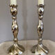 Twisted candlesticks in silver brass early twentieth century