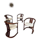 Lot 4 chaises / fauteuils design annees 60 Casala italy bois courbé et tissu bouclette vintage