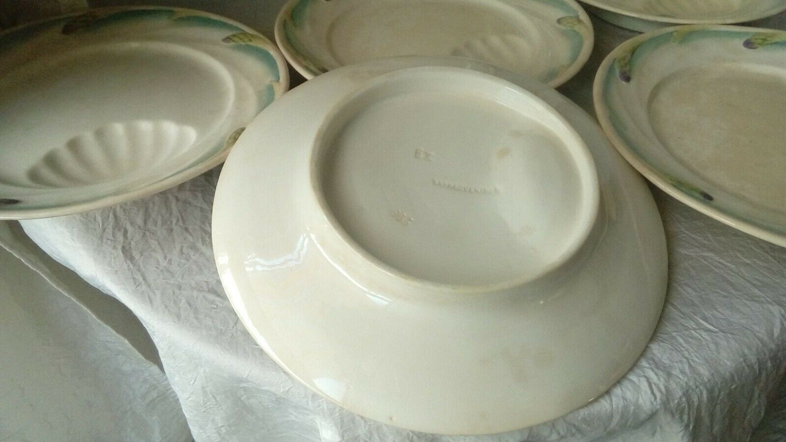 6 PLATES WITH ASPARAGUS IN SARRGUEMINE SLURRY ERA ART NOUVEAU