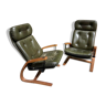 Paire de fauteuils scandinave en cuir