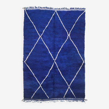 Berber carpet beni ouarain blue majorelle with unbleached diamonds 290x202m