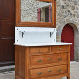 Art Nouveau dressing table dresser in carved oak, France, circa 1910