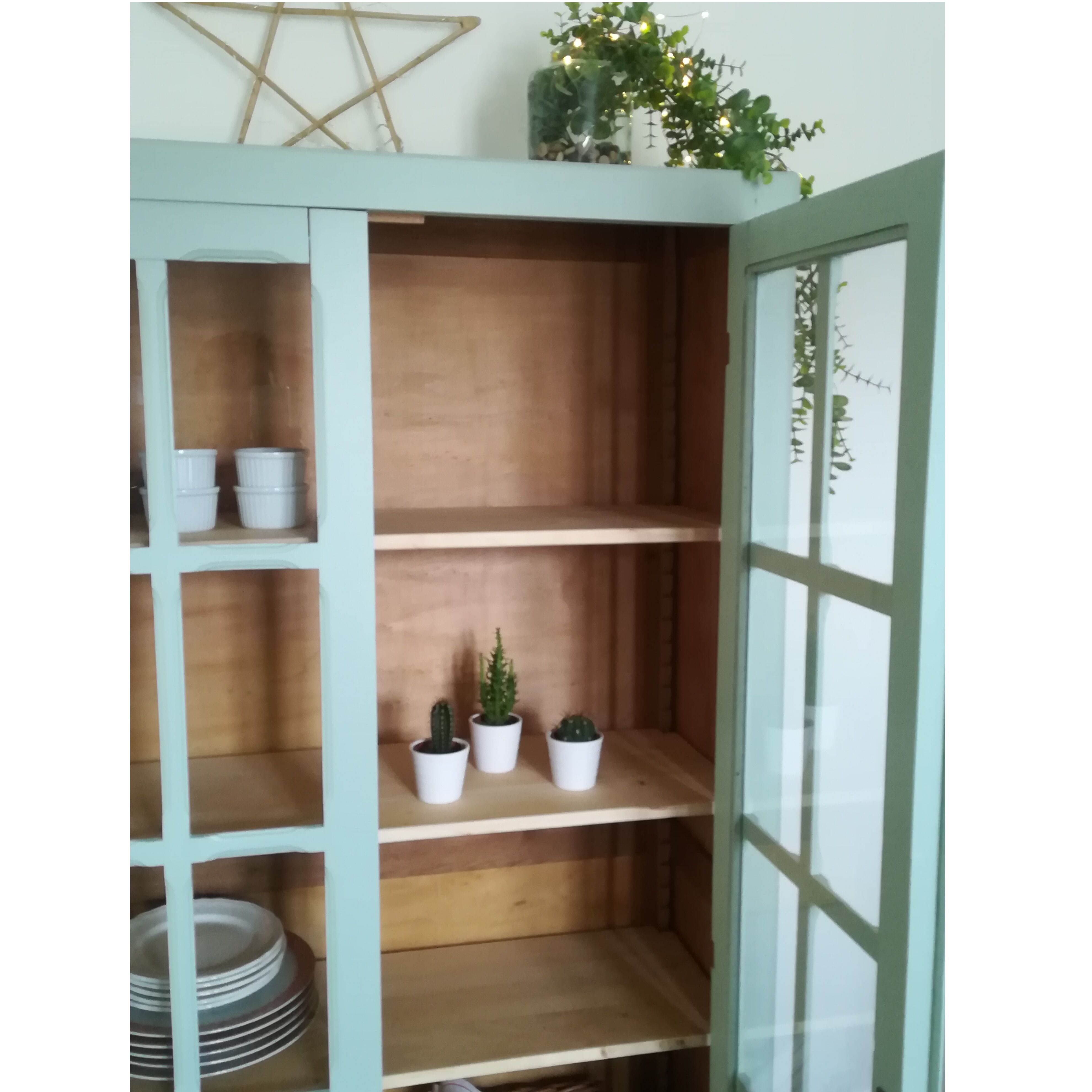 Glazed Parisian wardrobe, green water vintage wardrobe
