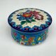 Enamelled faience jewellery box Longwy floral decoration