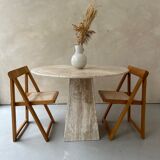 Vintage round travertine table 60s