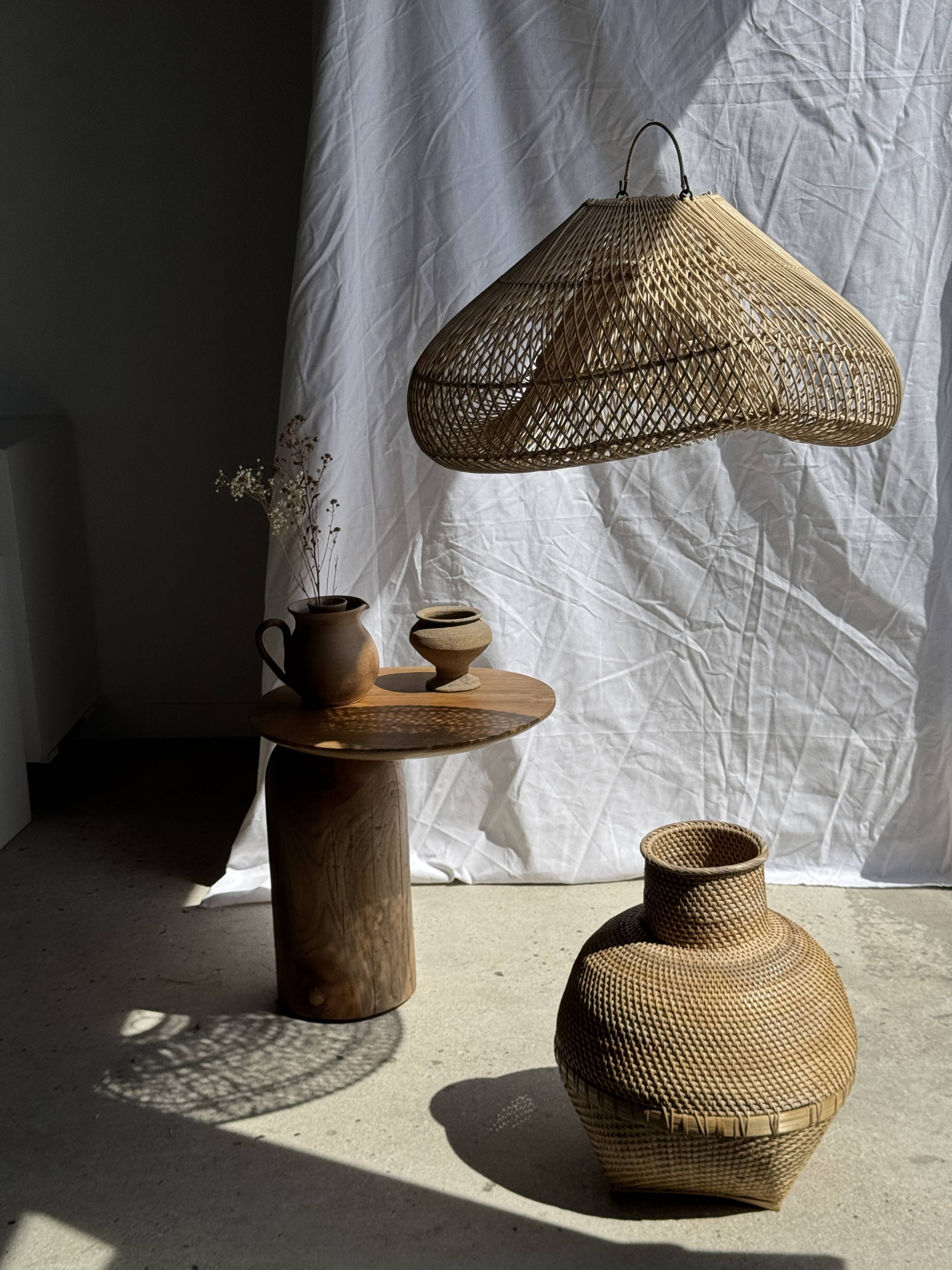 Suspension or rattan lampshade in the shape of a cloud or flattened bubble D60 H35
