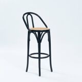 Vintage bentwood rattan wicker webbing barstools, set of 4