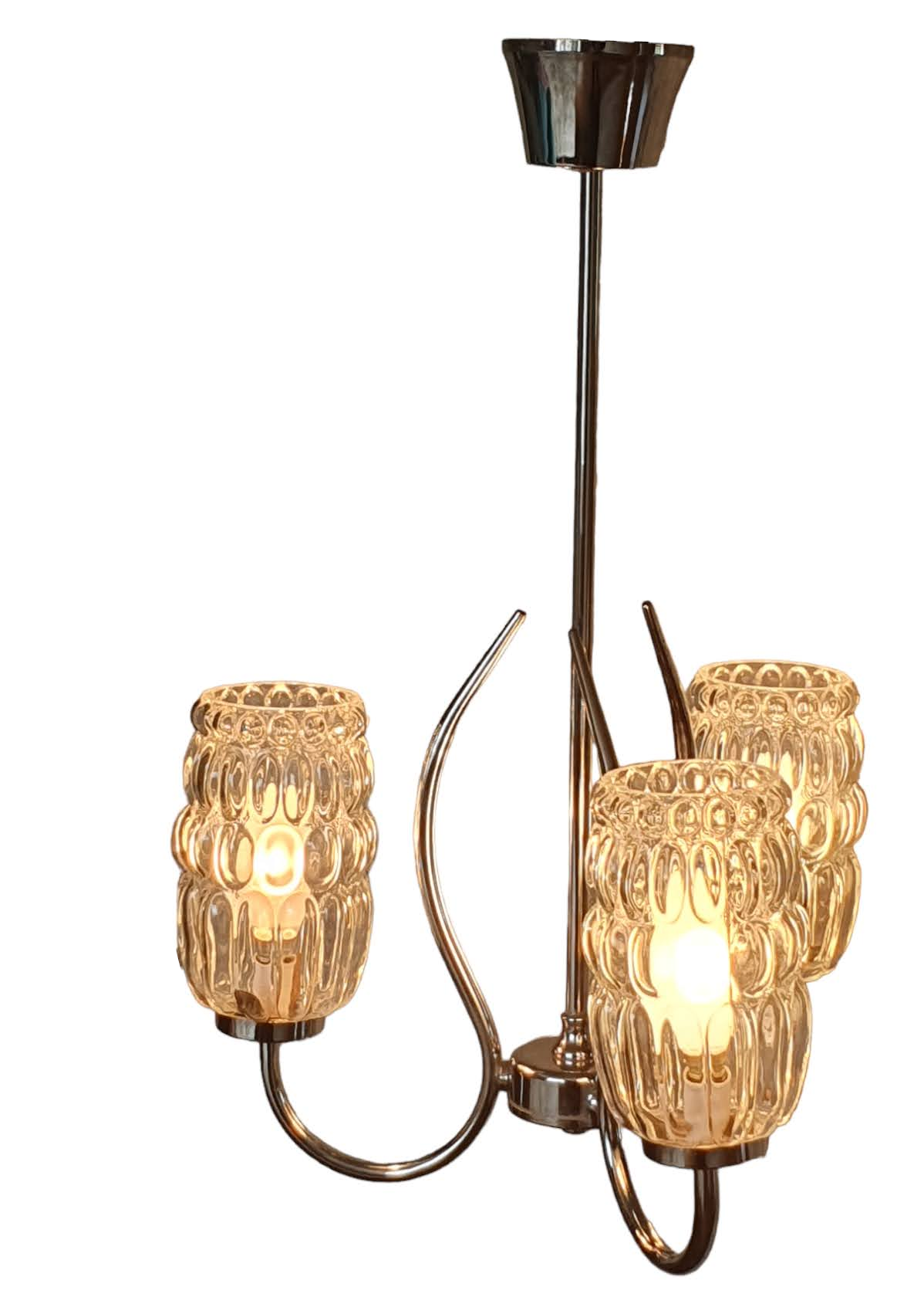 Vintage suspension 50/60s chrome and glass