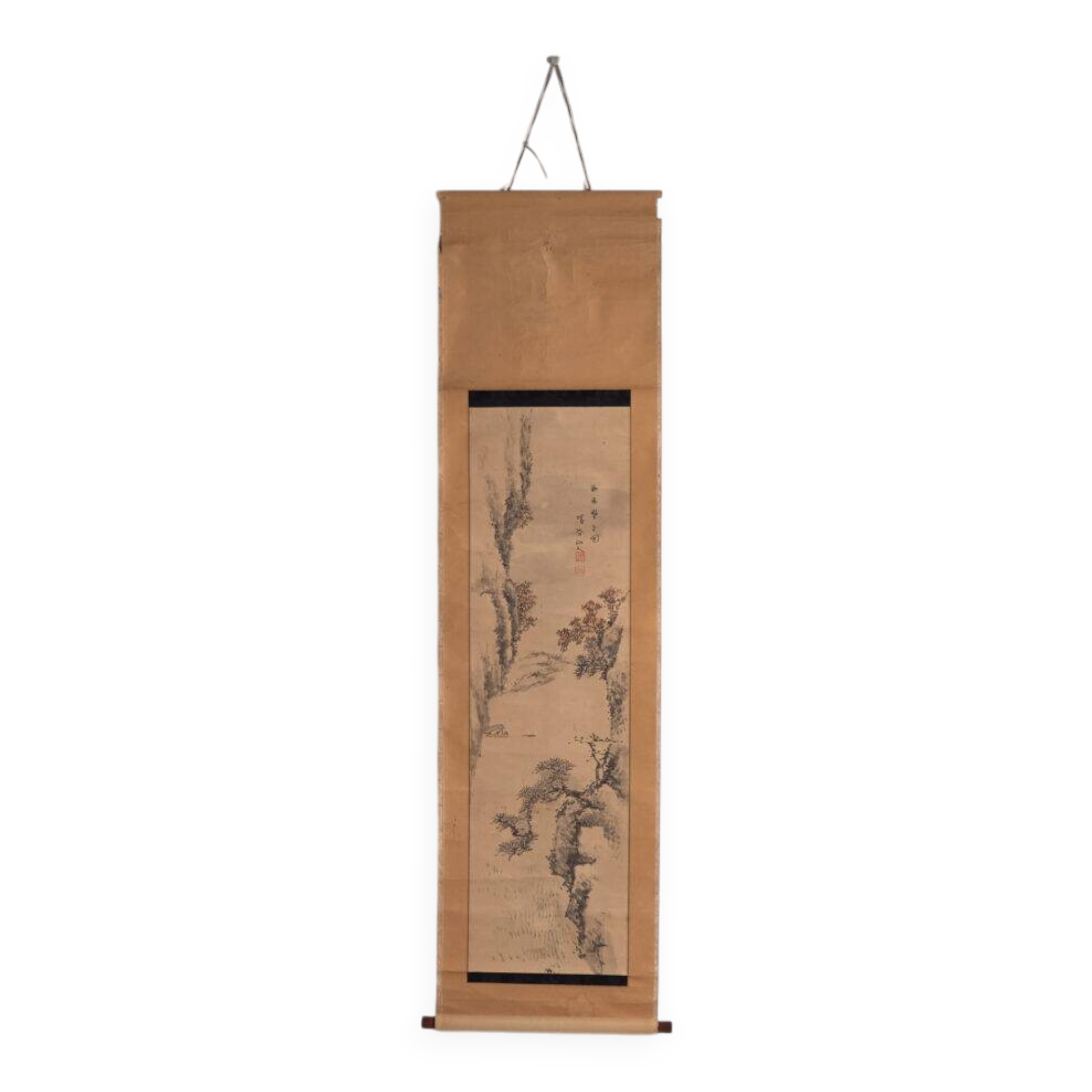 Kakejiku, ancient Japanese landscape in ink on paper – Japan, around 1900.