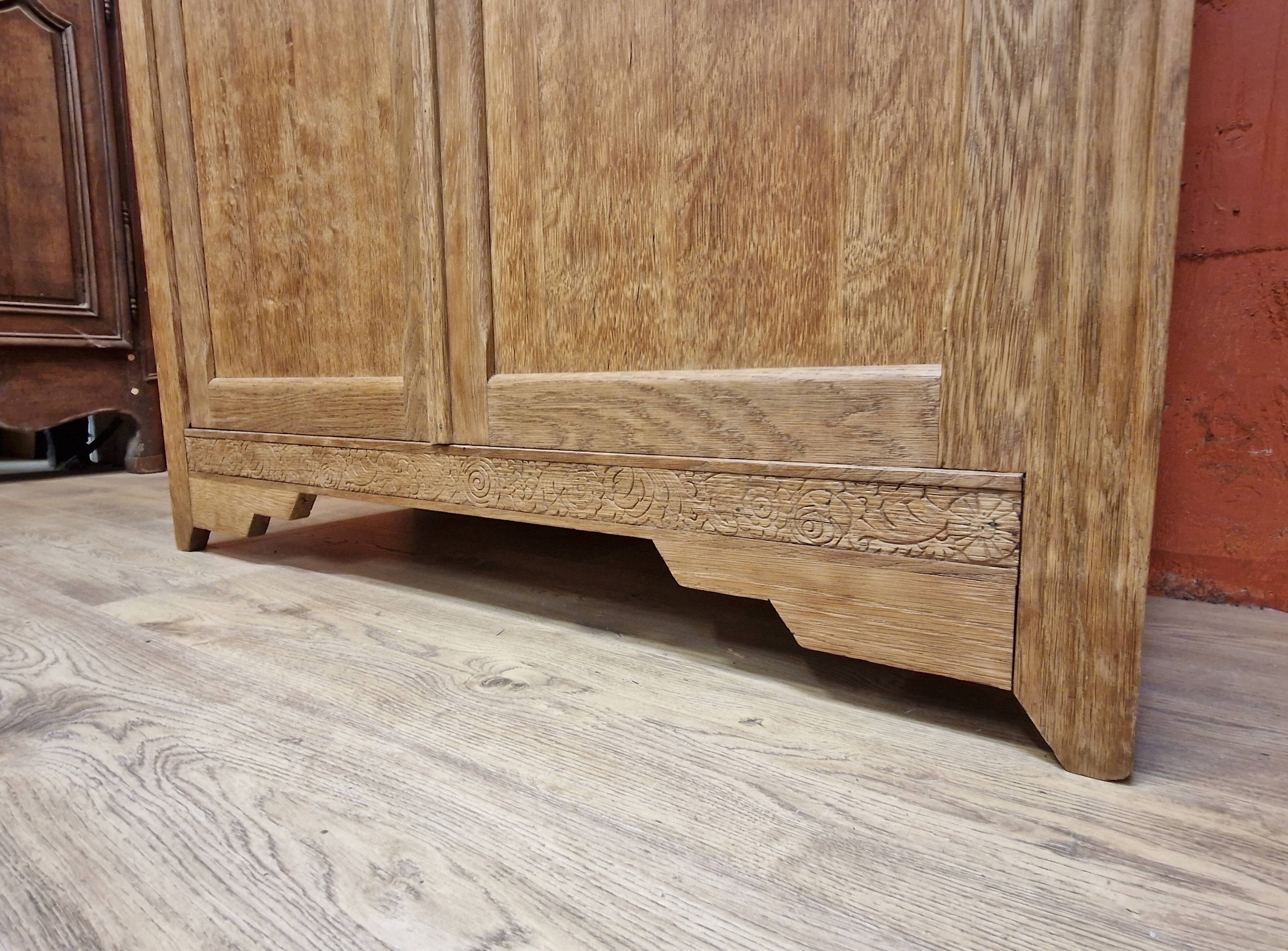 Oak wardrobe 2 doors Art Deco style renovated