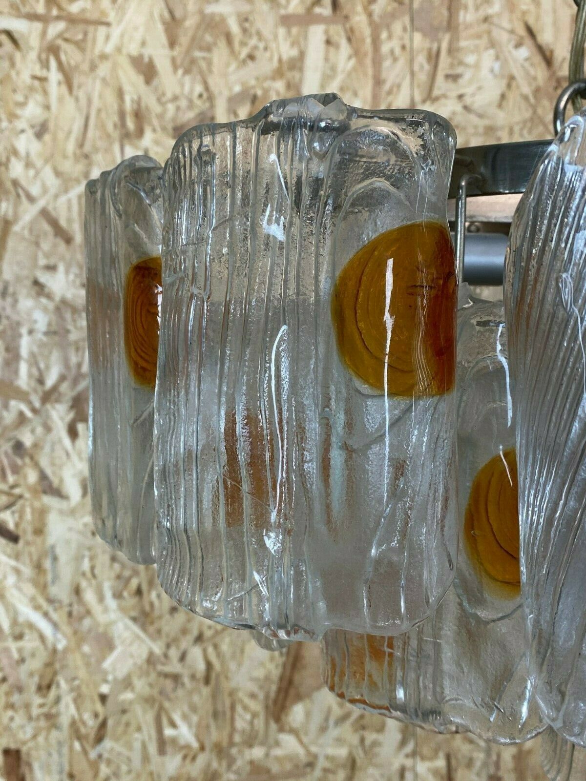 XL 60s 70s Murano Glass Chrome Chandelier Chandelier Glass Space Age 60s v