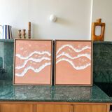 Relief paintings of white coral waves
