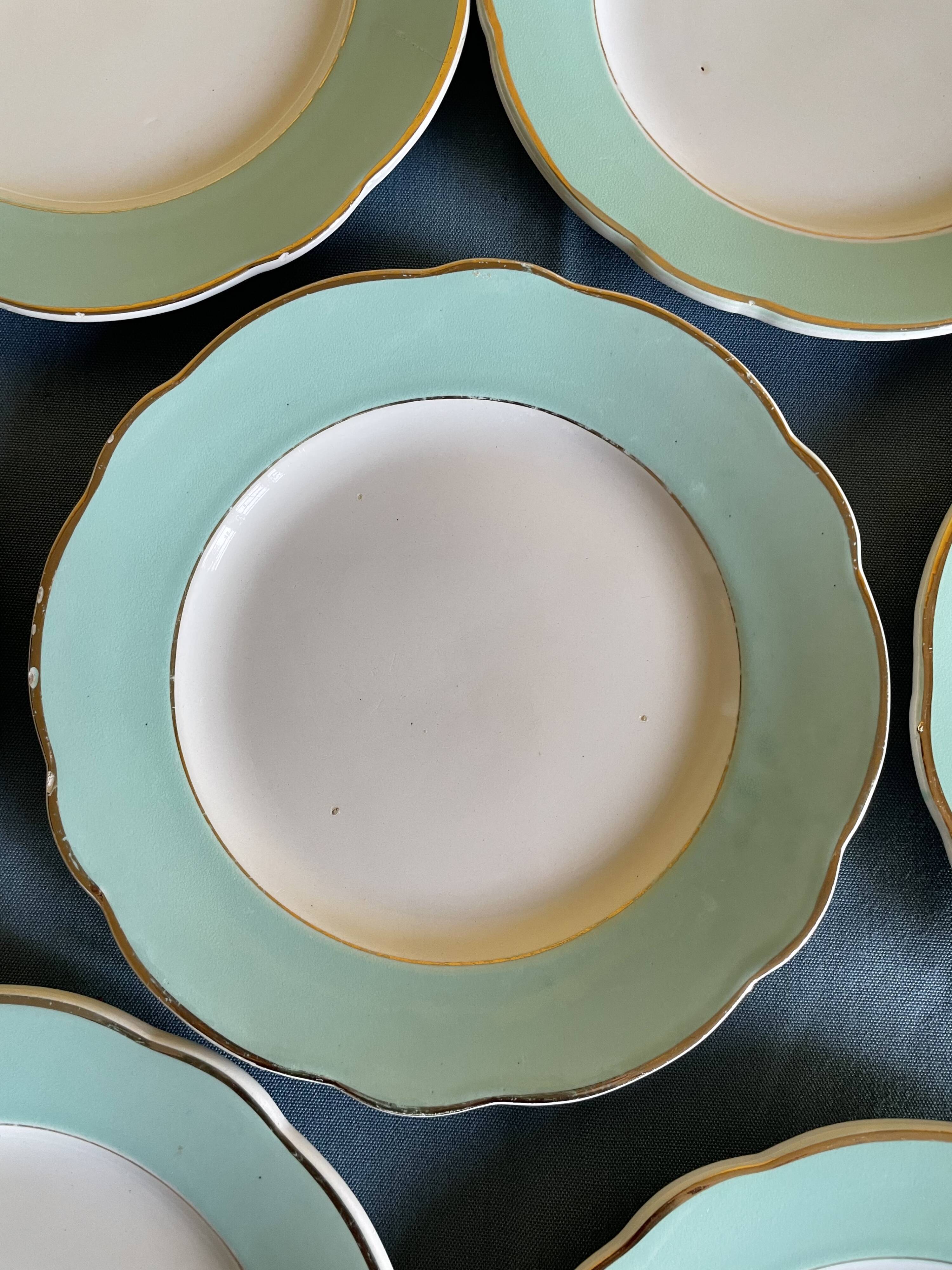 Set of green plates of water