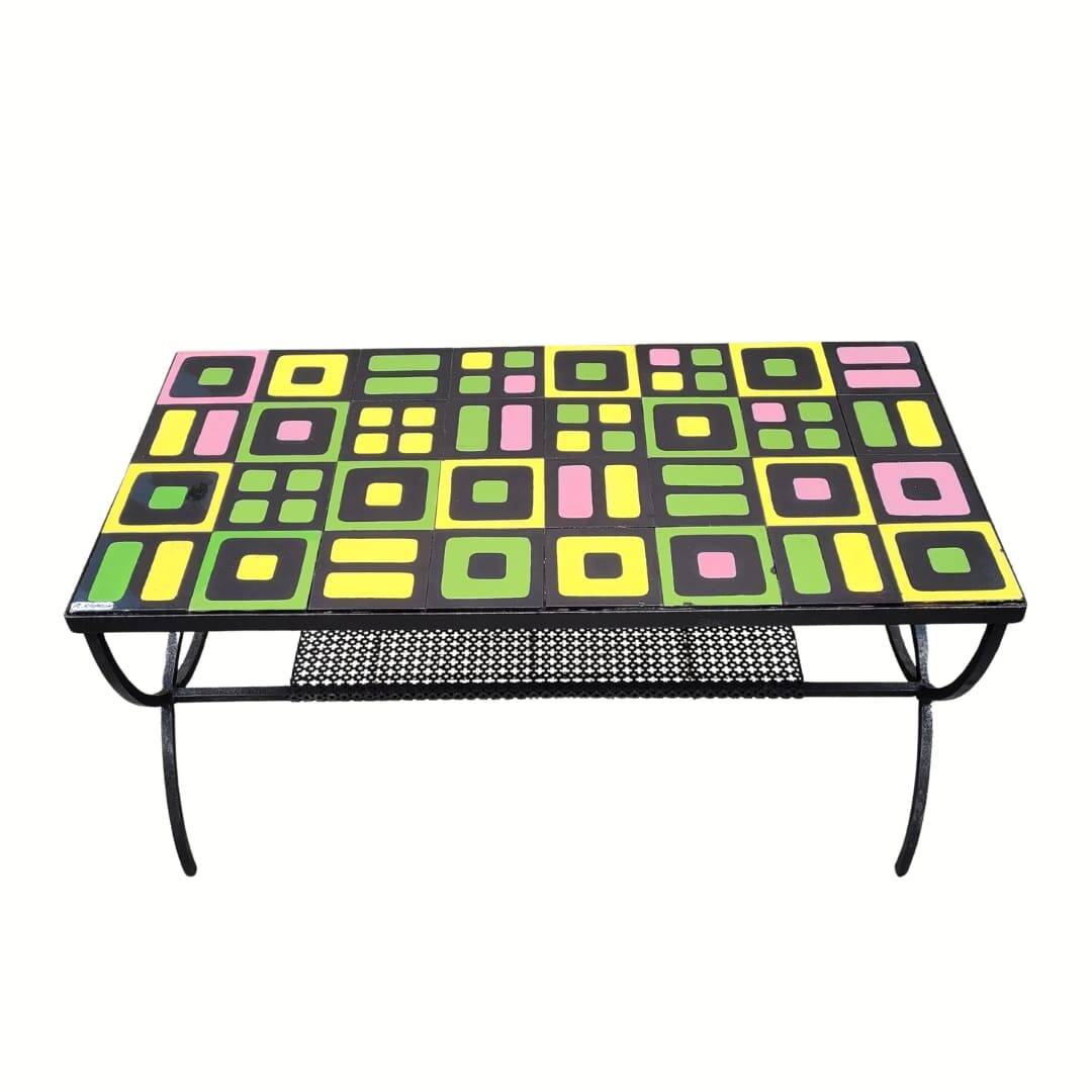 Coffee table, Vallauris ceramic, Roger Capron, 1960s