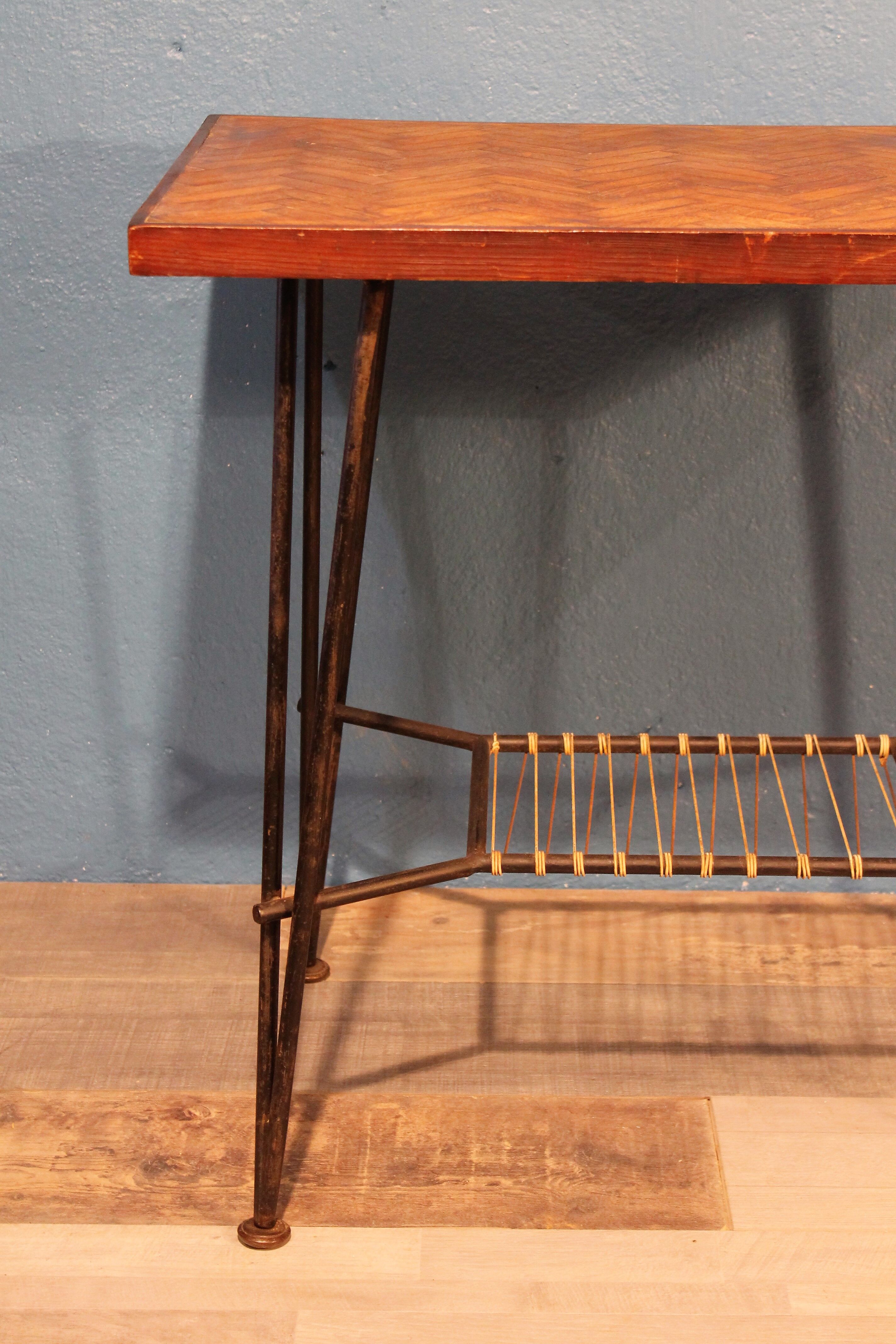 Serving table metal & wood 1950