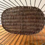 Small wicker and green metal basket