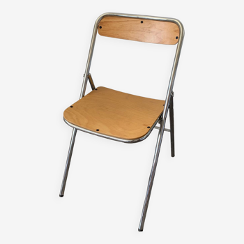 Folding chair wood and chrome