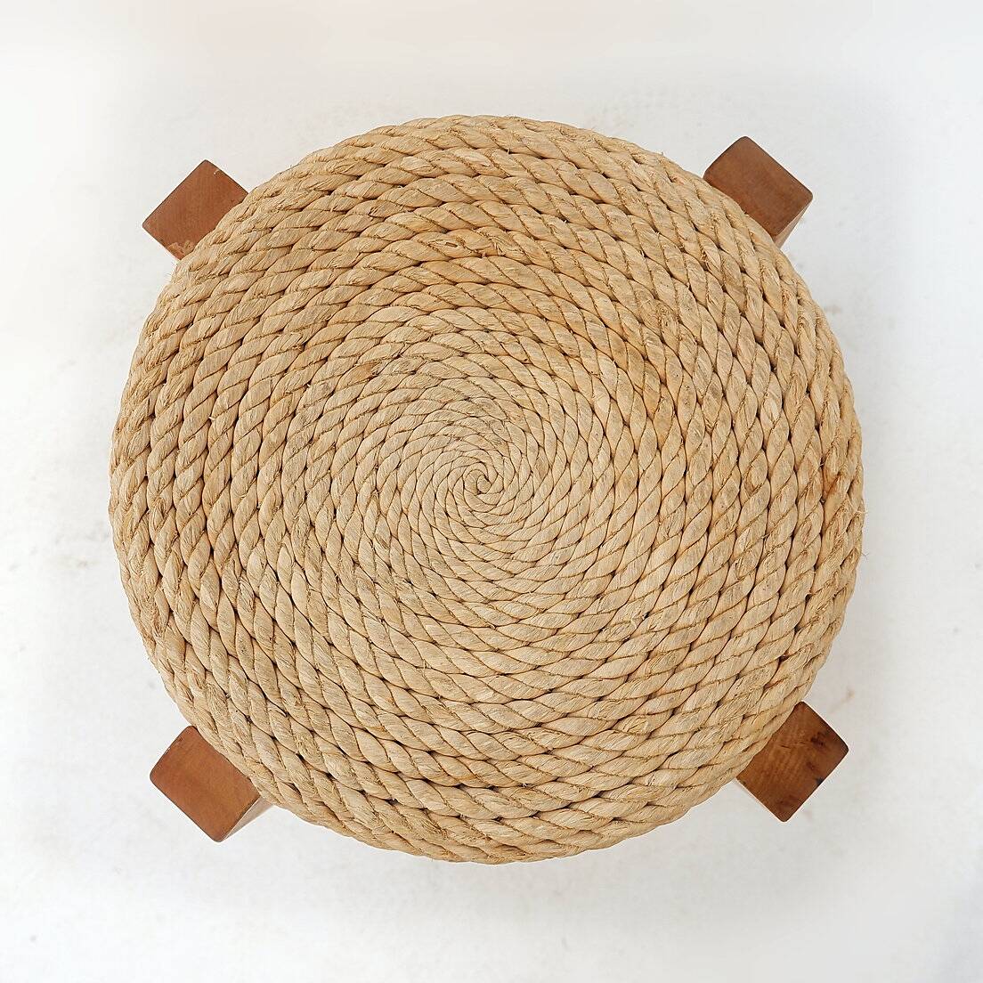 Vintage Four-Legged Organic Woven Stool