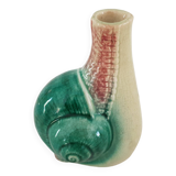 Old Barbotine Soliflore Vase in Snail Shape
