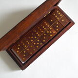 Box of brass and rosewood dominoes