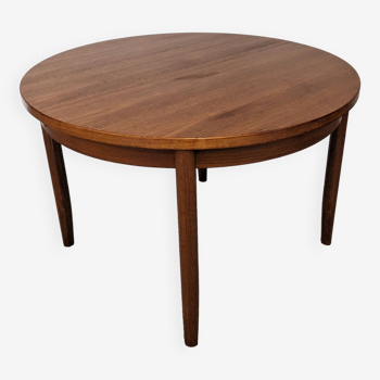 Table ronde scandinave extensible en teck des années 60/70