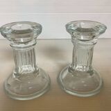 Pair of molded glass candlesticks