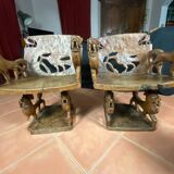 African tribal ensemble of 4 pieces of furniture for dignitaries of the Kingdom of Dahomey, Benin.