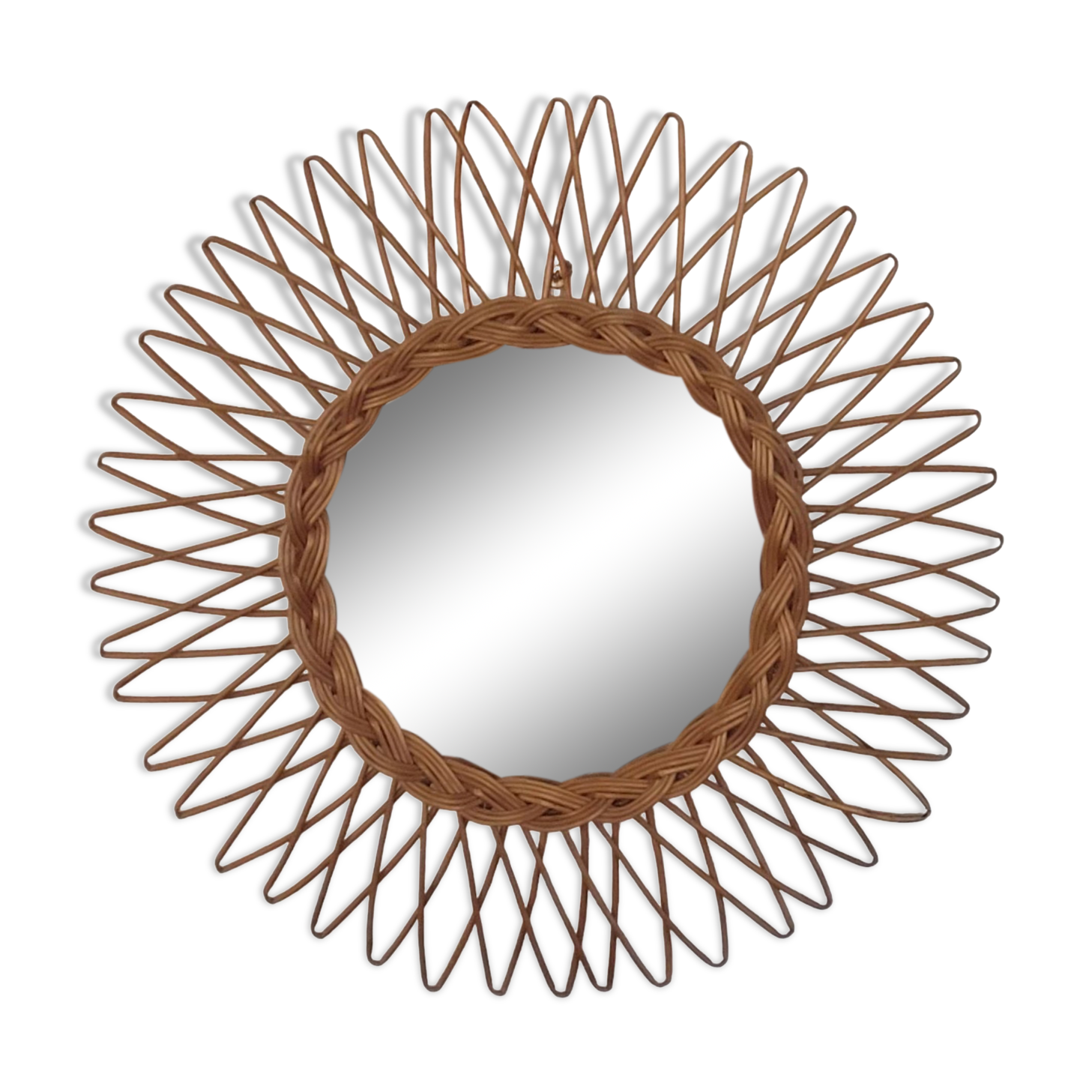 Rattan and wicker mirror from the 1970s 50cm